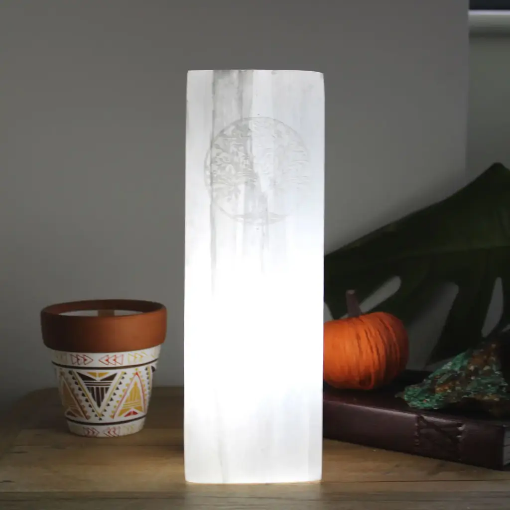 Selenite Block Lamp 25cm – Tree of Life | www.artisangoods.co.uk