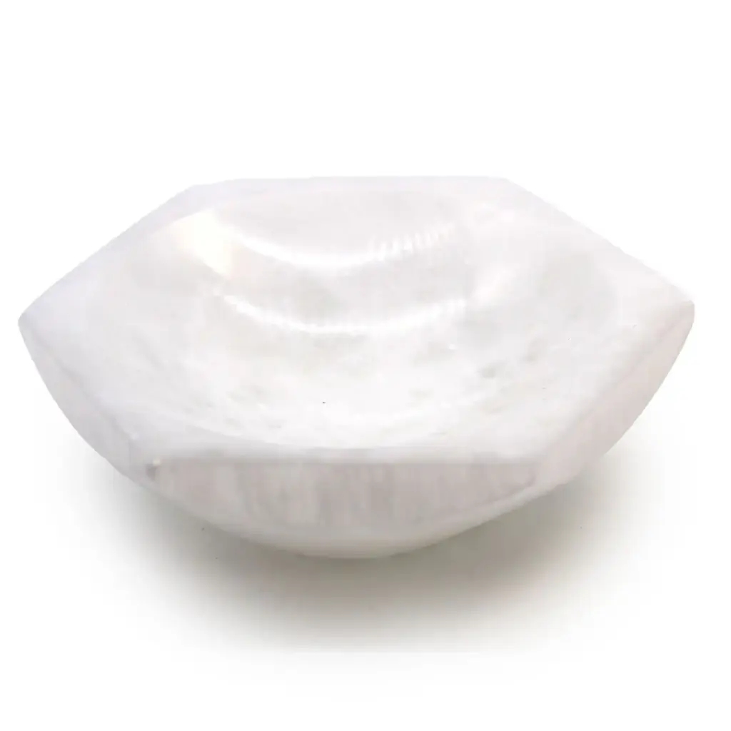 Selenite Hex Bowl – 15cm | www.artisangoods.co.uk