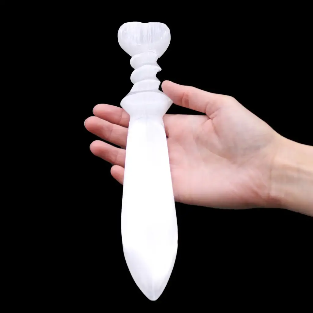 Selenite Lrg Ritual Knife – Spiral (25cm) | www.artisangoods.co.uk 4