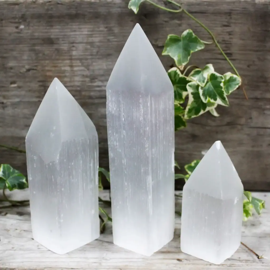 Selenite Pencil Point Tower – 15 cm | www.artisangoods.co.uk 3
