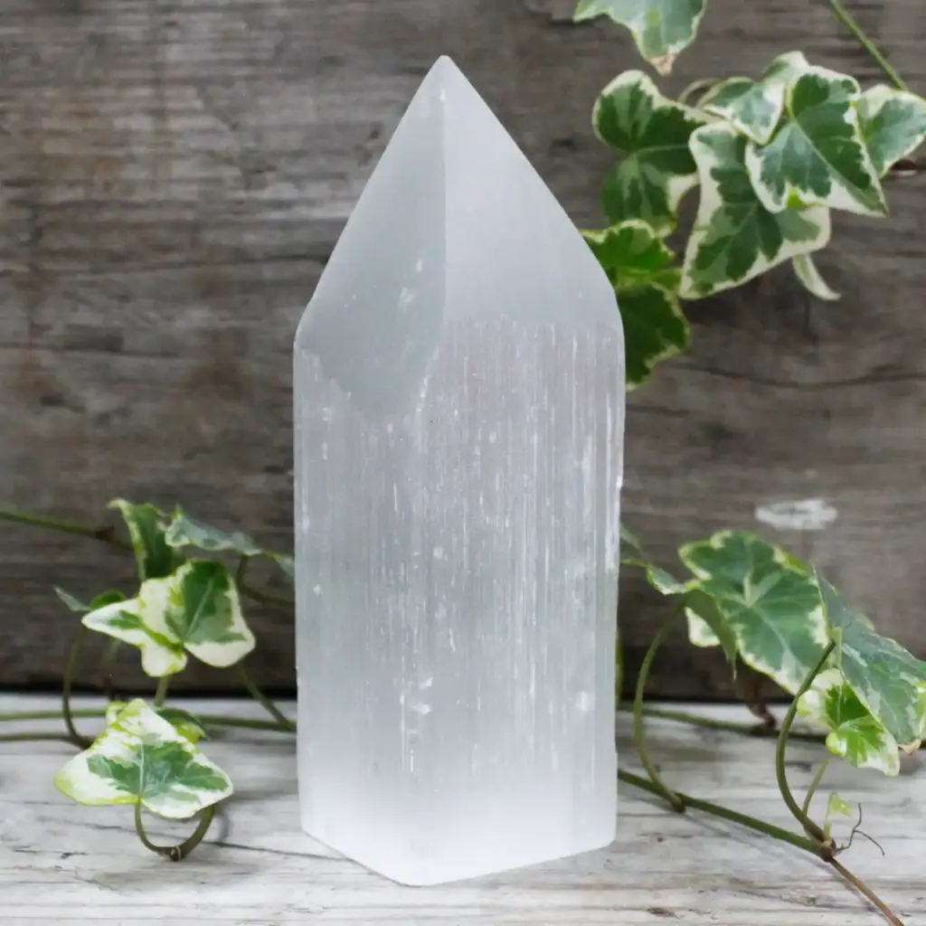 Selenite Pencil Point Tower – 15 cm | www.artisangoods.co.uk