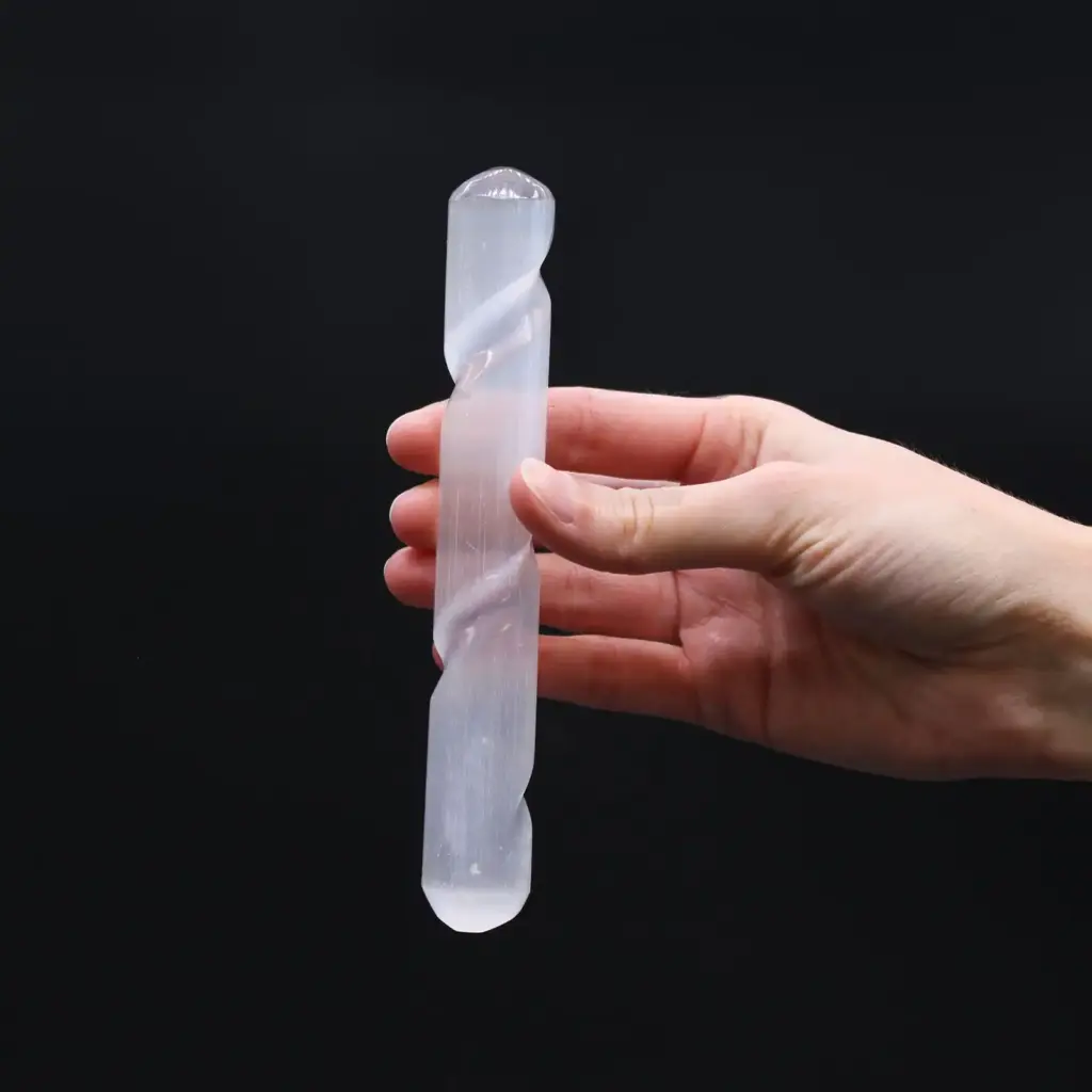 Selenite Spiral Wand – 16 cm ( Round Both Ends) | www.artisangoods.co.uk 3 Selenite Spiral Wand – 16 cm ( Round Both Ends) | www.artisangoods.co.uk 3
