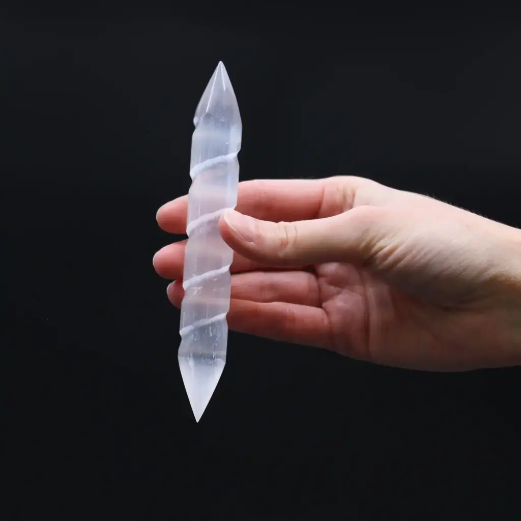 Selenite Spiral Wands – 16 cm (Point Both Ends) | www.artisangoods.co.uk 3