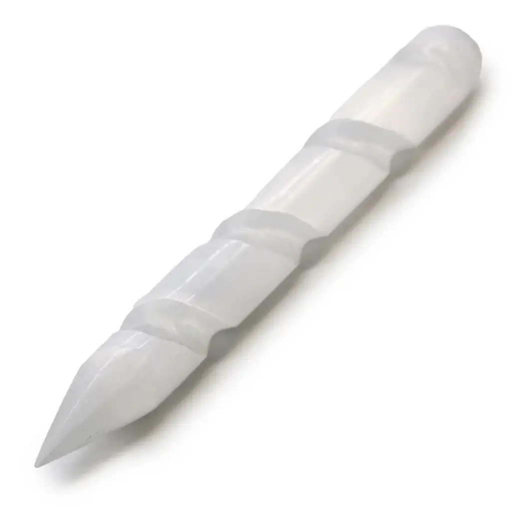 Selenite Spiral Wands – 16 cm (Point One Ends) | www.artisangoods.co.uk