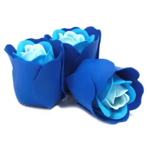 Set of 3 Soap Flower Heart Box – Blue Wedding Roses | www.artisangoods.co.uk 3