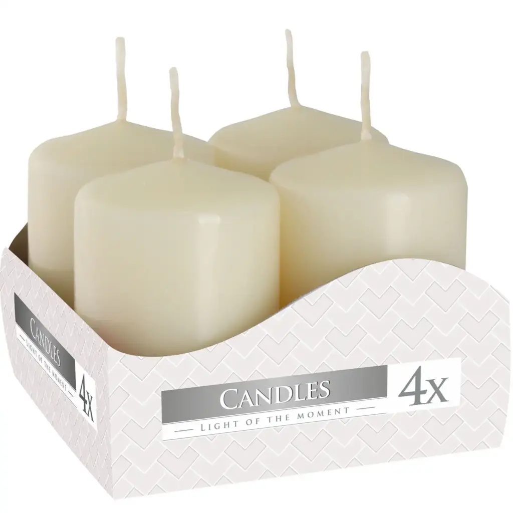 Set of 4 Pillar Candles  40x60mm – Ivory | www.artisangoods.co.uk