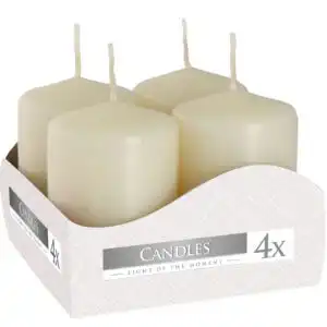 Set of 4 Pillar Candles  40x60mm – Ivory | www.artisangoods.co.uk 1