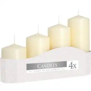 Set of 4 Pillar Candles  50mm (11/16/22/33H) – Ivory | www.artisangoods.co.uk 1