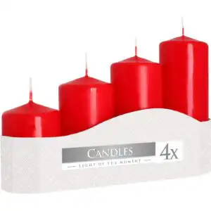Set of 4 Pillar Candles  50mm (11/16/22/33H) – Red | www.artisangoods.co.uk 1