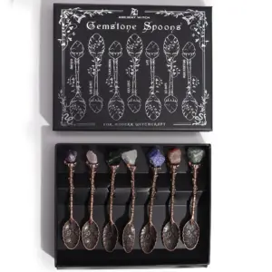 Set of 7 Bronze Gemstone Crystal Witch Spoons | www.artisangoods.co.uk 3