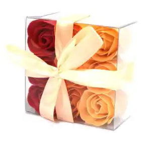 Set of 9 Soap Flower Box – Peach Roses | www.artisangoods.co.uk 1