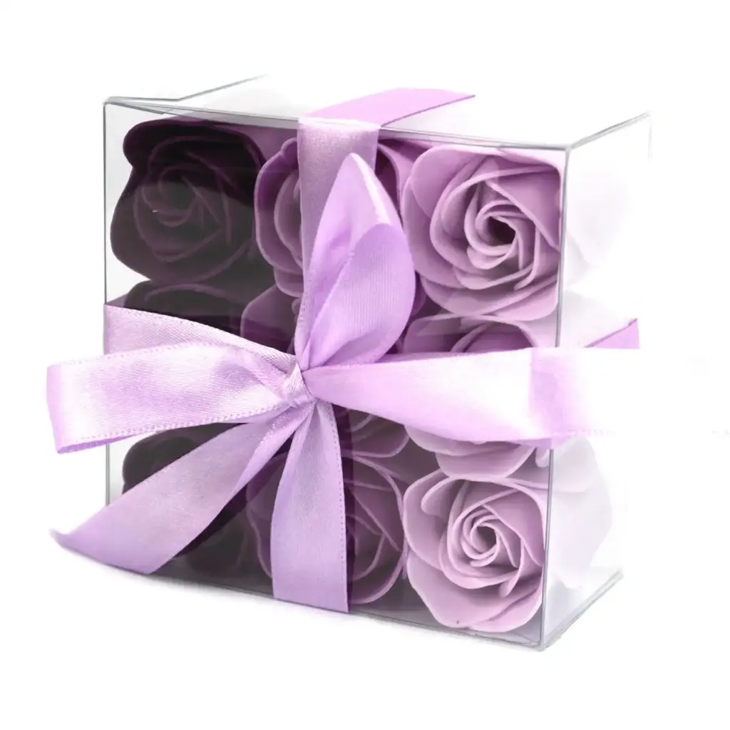 Set of 9 Soap Flower – Lavender Roses | www.artisangoods.co.uk