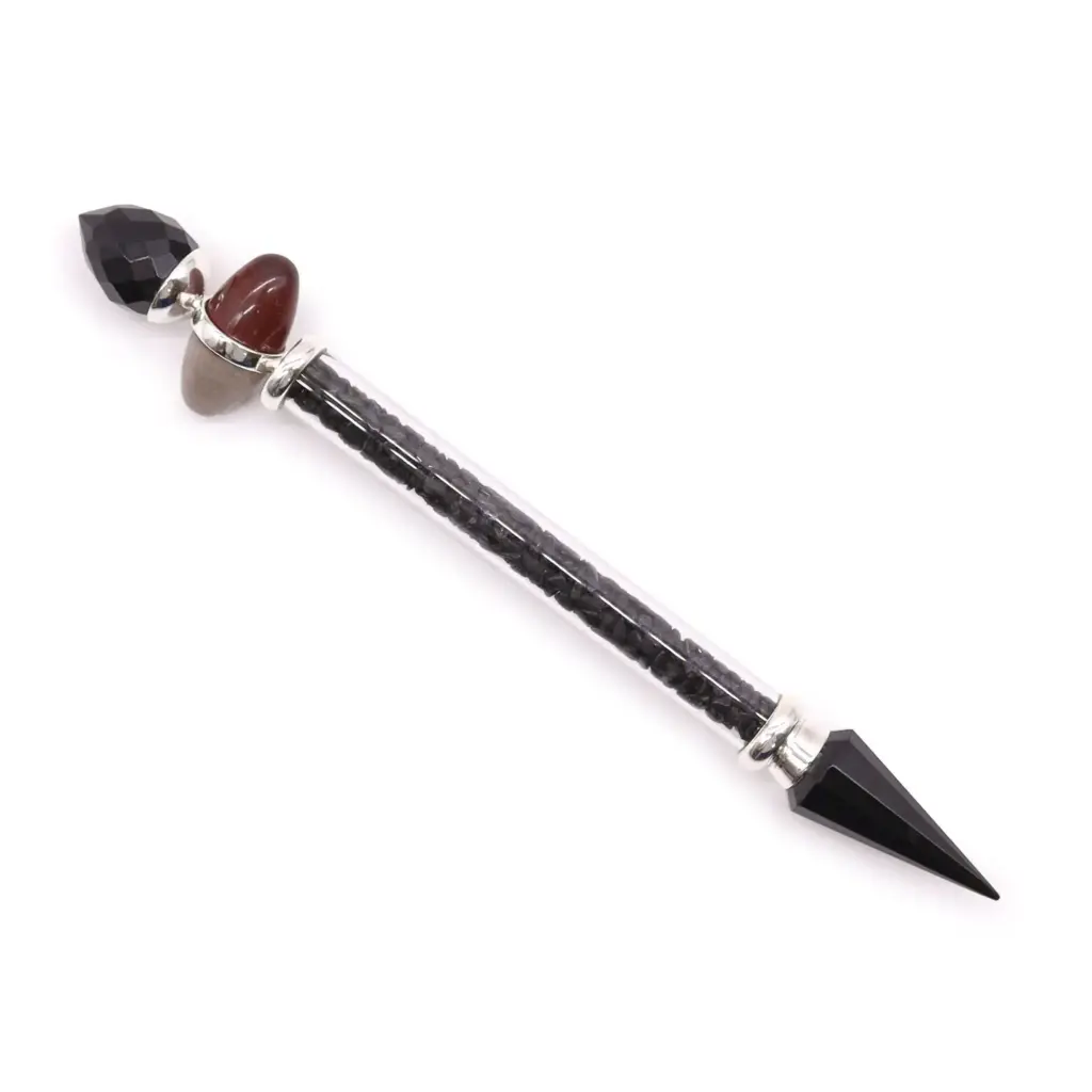 Shiva Lingam Magic Wand – Black Tourmaline & Agate – Protection | www.artisangoods.co.uk