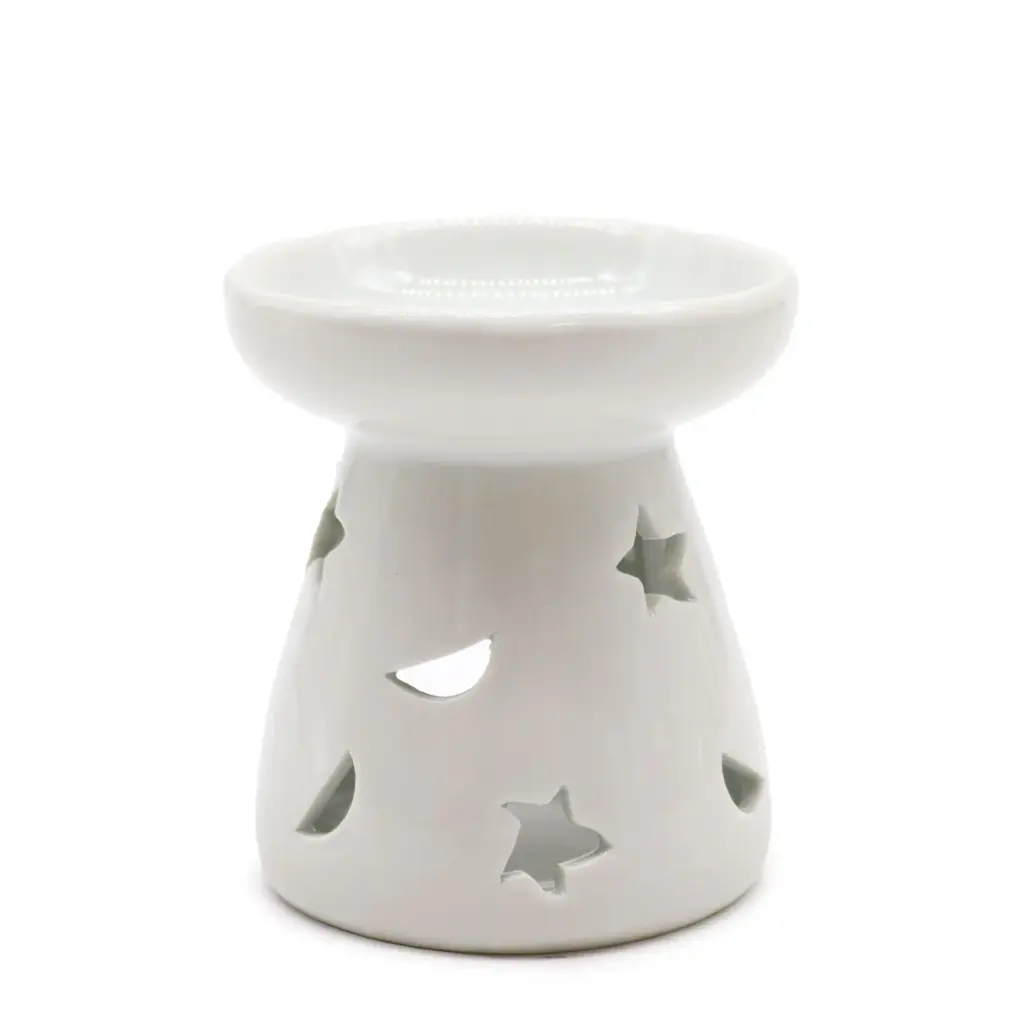 Sm Classic White Oil Burner – Moon & Star | www.artisangoods.co.uk