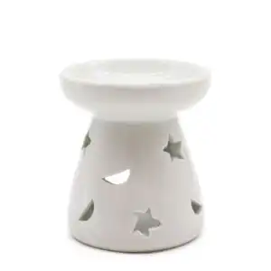 Sm Classic White Oil Burner – Moon & Star | www.artisangoods.co.uk 1