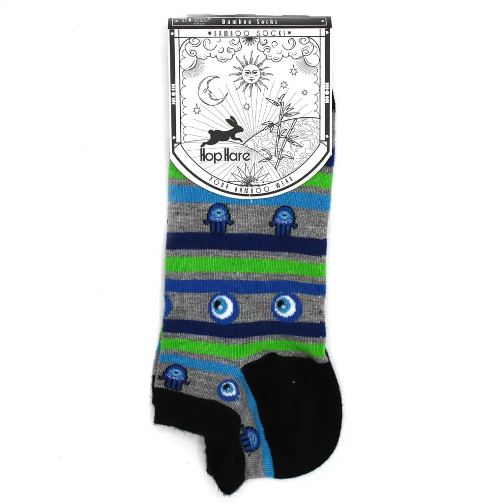 S/M Hop Hare Bamboo Socks Low (3.5-6.5) – Evil Eye & Hamsa | www.artisangoods.co.uk 3