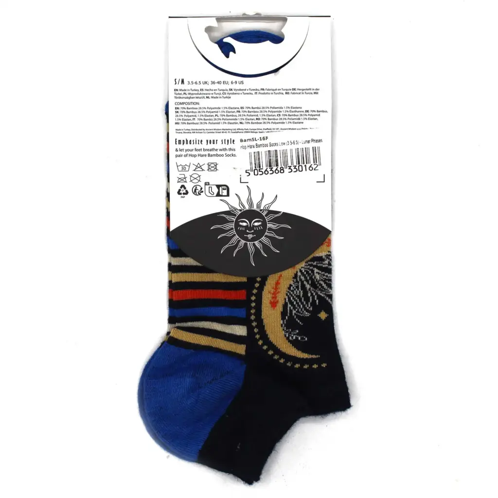 S/M Hop Hare Bamboo Socks Low (3.5-6.5) – Lunar Phases | www.artisangoods.co.uk 4