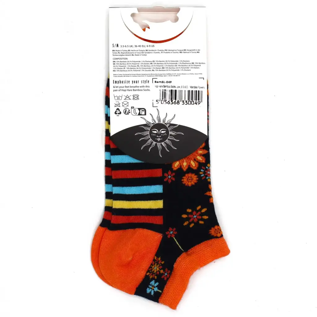 S/M Hop Hare Bamboo Socks Low (3.5-6.5) – Mandala Flowers | www.artisangoods.co.uk 4