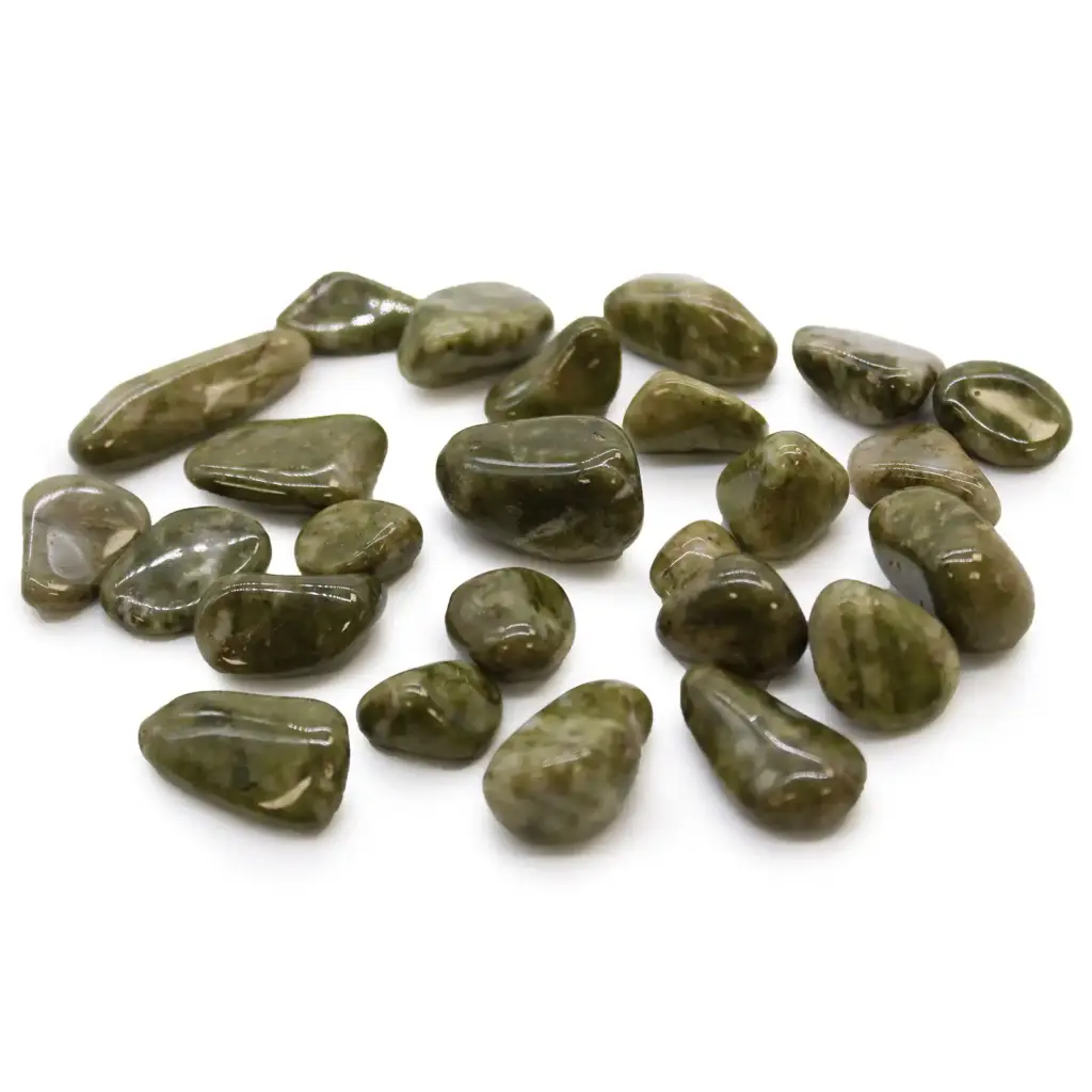 Small African Tumble Stones – Epidote Snowflake | www.artisangoods.co.uk