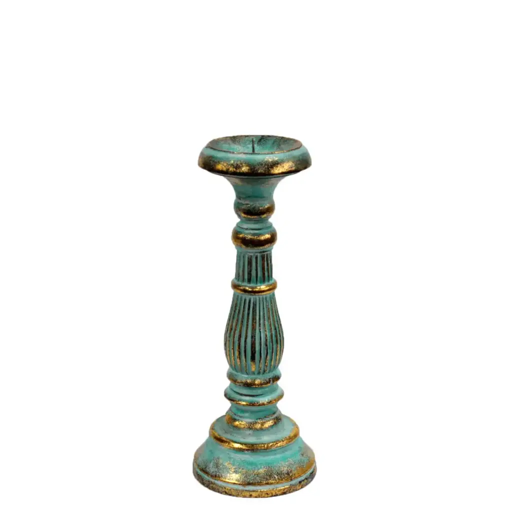Small Candle Stand – Turquois Gold | www.artisangoods.co.uk