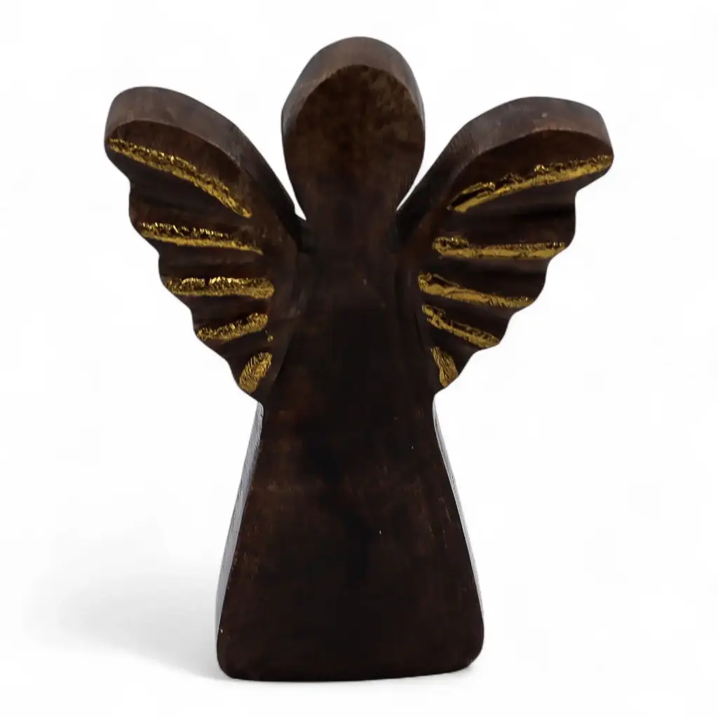 Small Mango Wood Angel – Gold Decor | www.artisangoods.co.uk