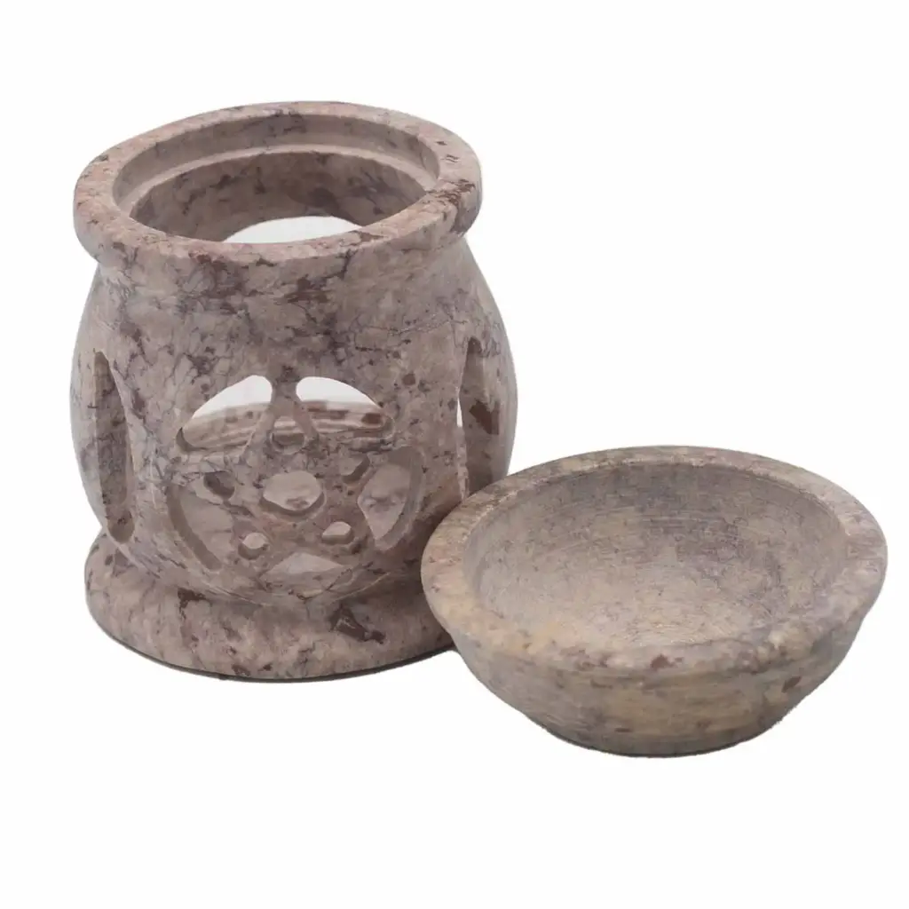 Small Soapstone Oil Burner 8cm – Three Moon Pentagon | www.artisangoods.co.uk