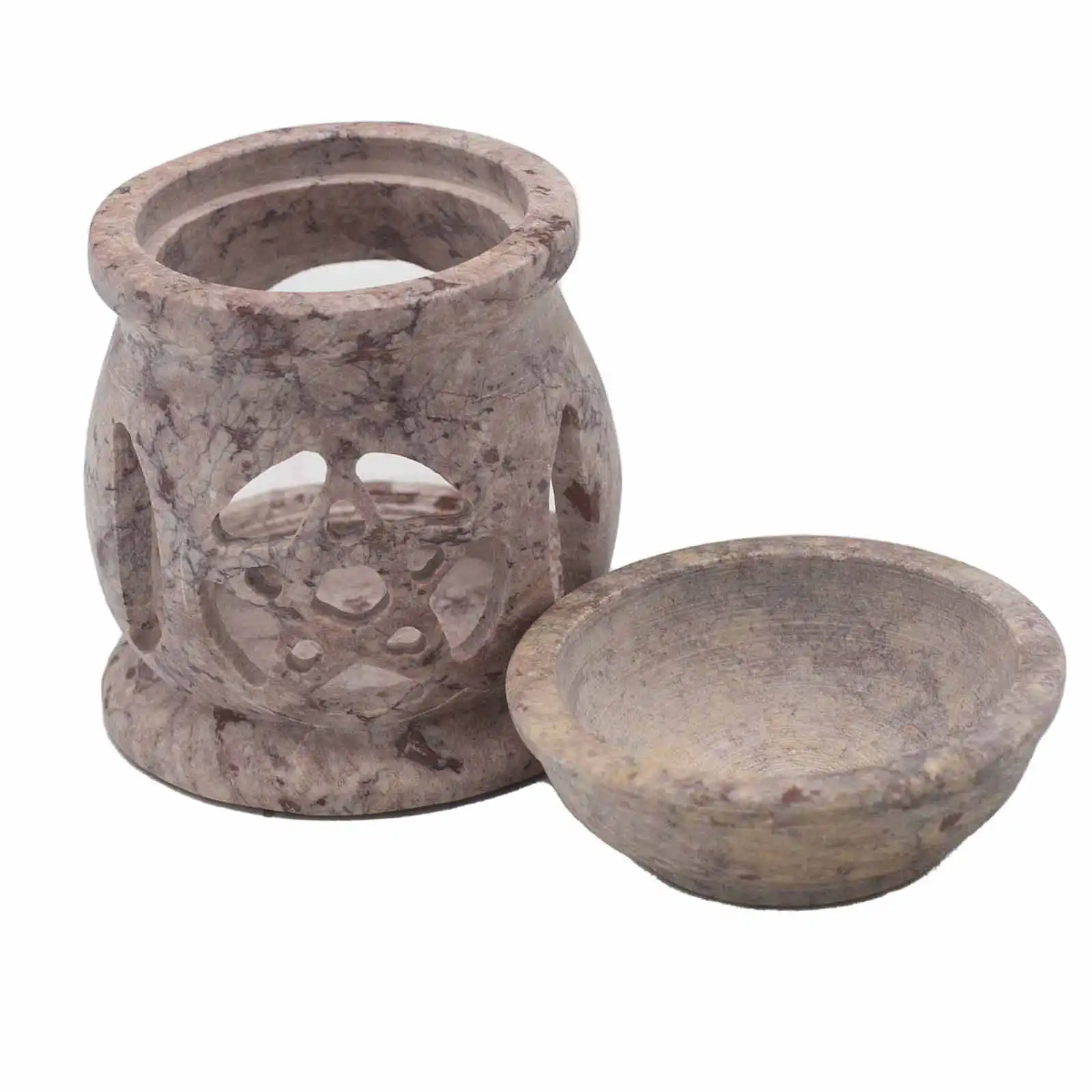 Small Soapstone Oil Burner 8cm – Three Moon Pentagon | www.artisangoods.co.uk 2 Small Soapstone Oil Burner 8cm – Three Moon Pentagon | www.artisangoods.co.uk 1