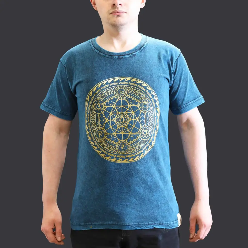Small Stone Washed T-Shirt – Chakra – Blue | www.artisangoods.co.uk 3