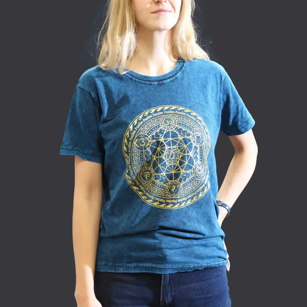 Small Stone Washed T-Shirt – Chakra – Blue | www.artisangoods.co.uk