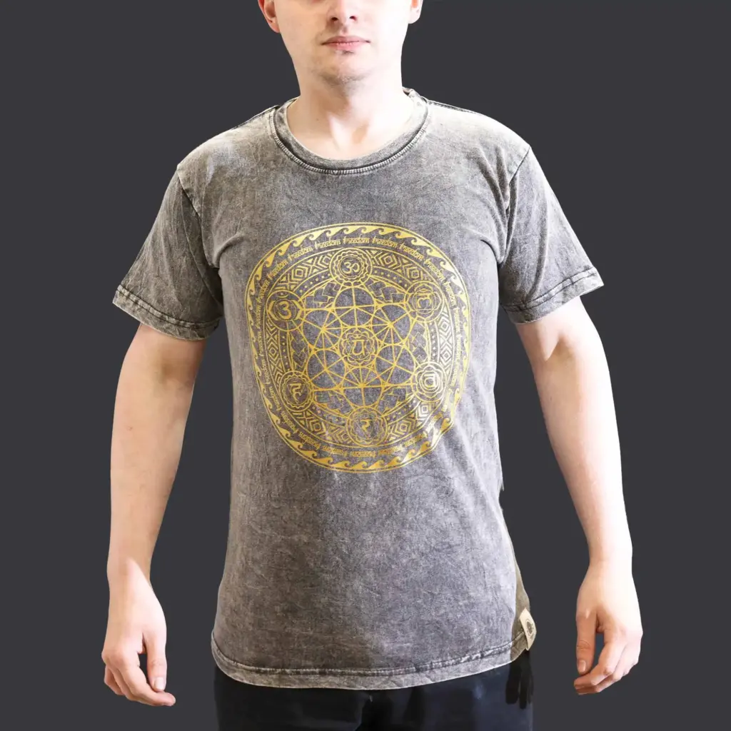 Small Stone Washed T-Shirt – Chakra – Dark Grey | www.artisangoods.co.uk 3