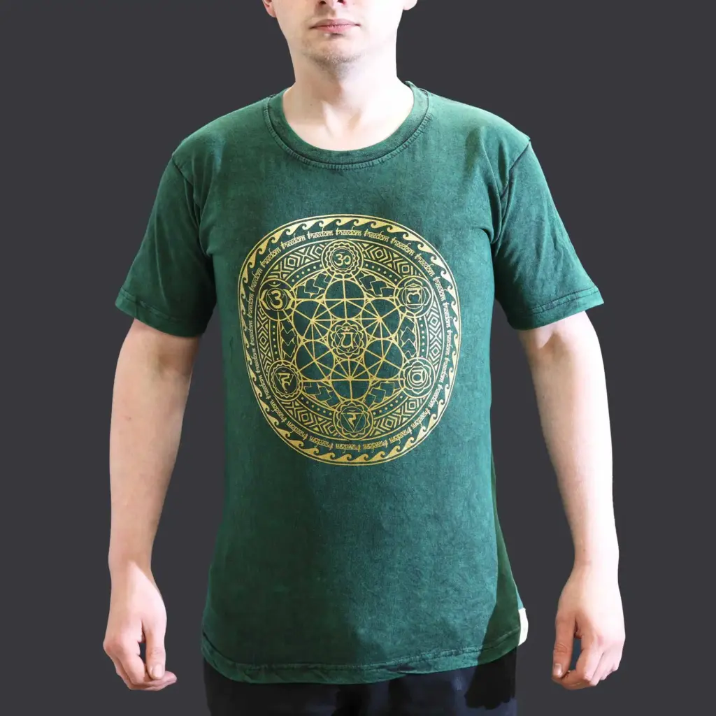 Small Stone Washed T-Shirt – Chakra – Green | www.artisangoods.co.uk 3