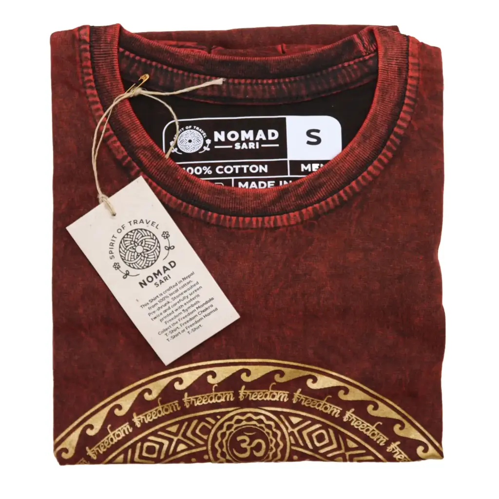 Small Stone Washed T-Shirt – Chakra – Maroon | www.artisangoods.co.uk 2