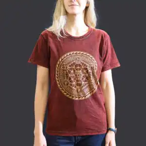 Small Stone Washed T-Shirt – Chakra – Maroon | www.artisangoods.co.uk 1