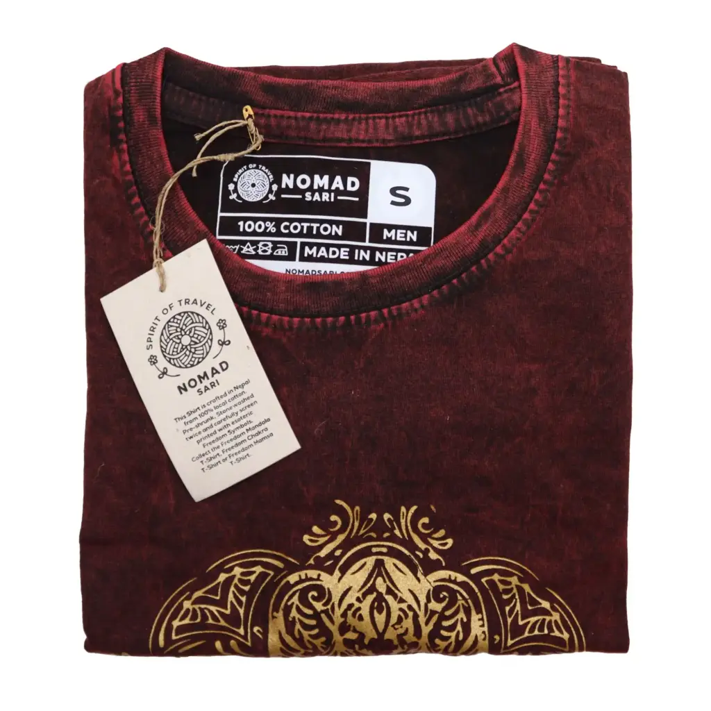Small Stone Washed T-Shirt – Hamsa – Maroon | www.artisangoods.co.uk 2