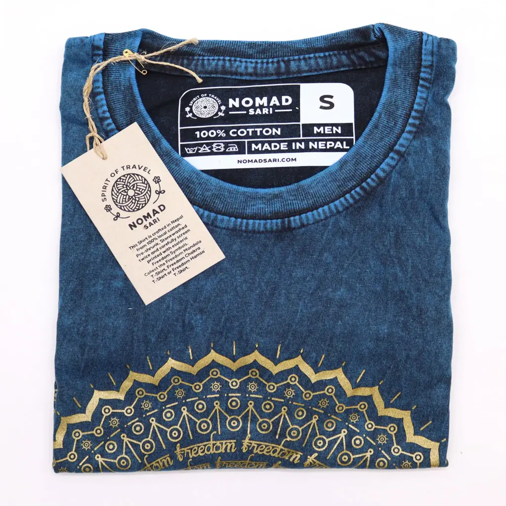 Small Stone Washed T-Shirt – Mandala – Blue | www.artisangoods.co.uk 2