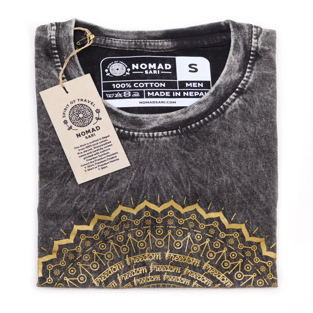 Small Stone Washed T-Shirt – Mandala – Dark Grey | www.artisangoods.co.uk 2