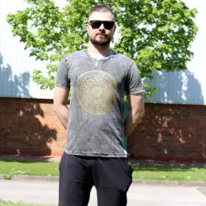 Small Stone Washed T-Shirt – Mandala – Dark Grey | www.artisangoods.co.uk 1
