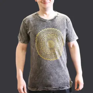 Small Stone Washed T-Shirt – Mandala – Dark Grey | www.artisangoods.co.uk 4