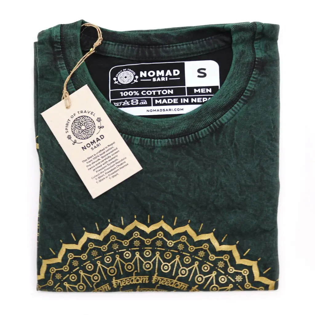Small Stone Washed T-Shirt – Mandala – Green | www.artisangoods.co.uk 2