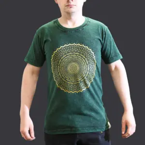 Small Stone Washed T-Shirt – Mandala – Green | www.artisangoods.co.uk 3