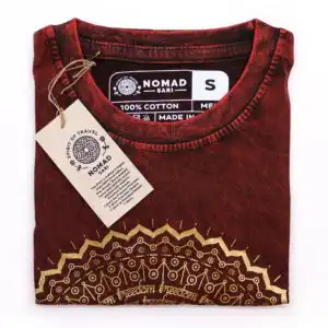 Small Stone Washed T-Shirt – Mandala – Maroon | www.artisangoods.co.uk 1