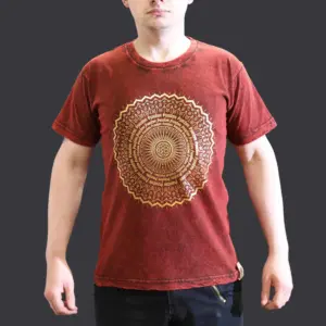 Small Stone Washed T-Shirt – Mandala – Maroon | www.artisangoods.co.uk 4