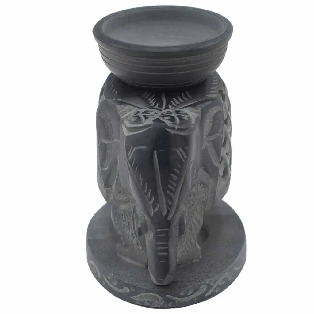 Soapstone Oil Burner 10.5cm – Standing Elephant | www.artisangoods.co.uk