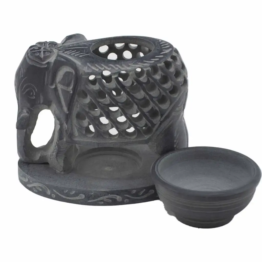 Soapstone Oil Burner 10.5cm – Standing Elephant | www.artisangoods.co.uk 2 Soapstone Oil Burner 10.5cm – Standing Elephant | www.artisangoods.co.uk 2