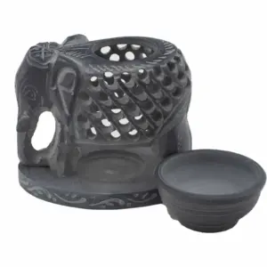 Soapstone Oil Burner 10.5cm – Standing Elephant | www.artisangoods.co.uk 2