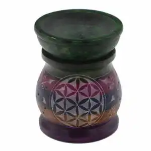 Soapstone Oil Burner 10cm – Flower of Life – Five Colours | www.artisangoods.co.uk 1