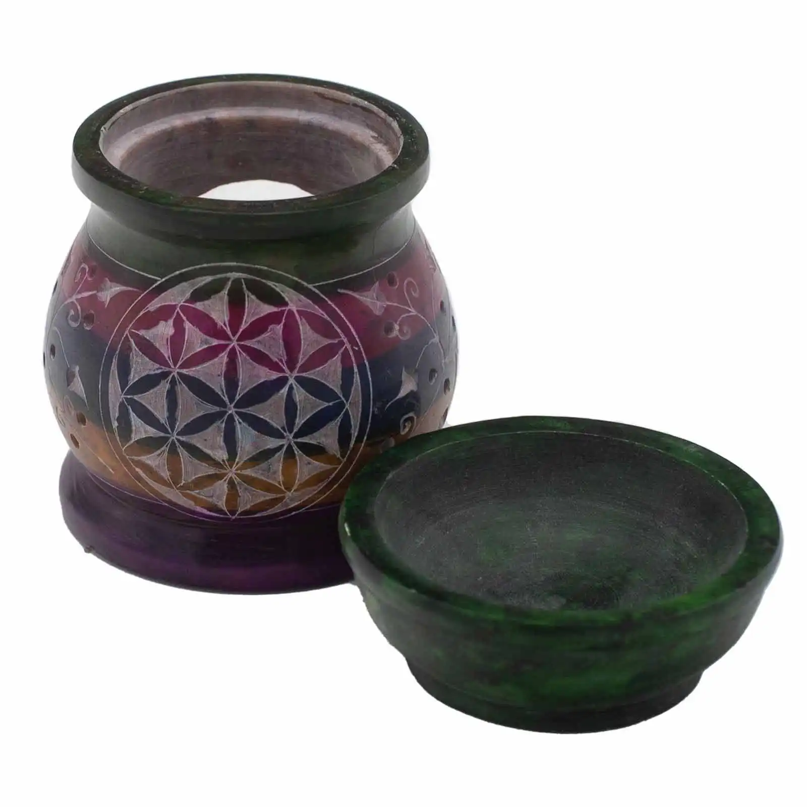 Soapstone Oil Burner 10cm – Flower of Life – Five Colours | www.artisangoods.co.uk 3 Soapstone Oil Burner 10cm – Flower of Life – Five Colours | www.artisangoods.co.uk 2
