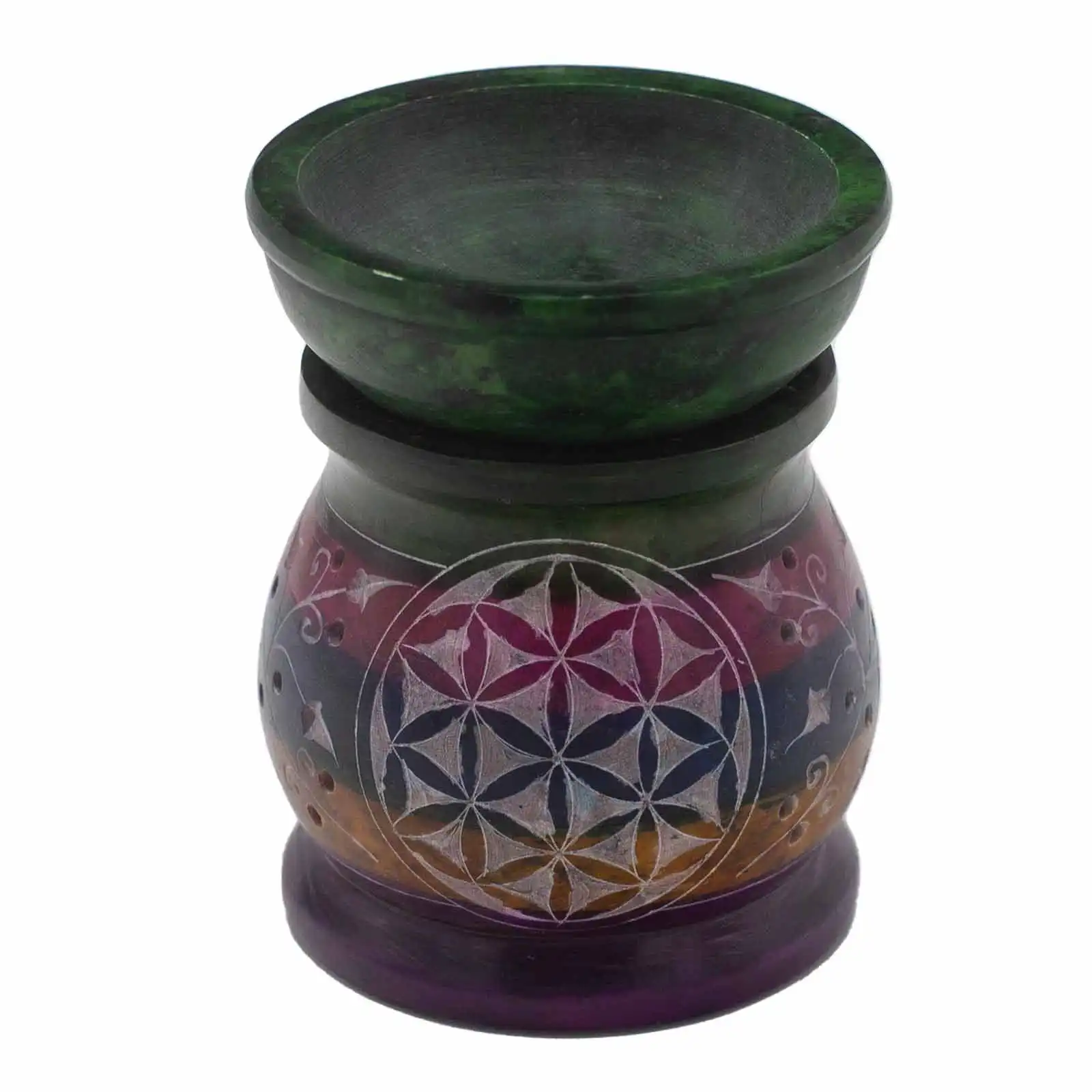 Soapstone Oil Burner 10cm – Flower of Life – Five Colours | www.artisangoods.co.uk 2 Soapstone Oil Burner 10cm – Flower of Life – Five Colours | www.artisangoods.co.uk 1