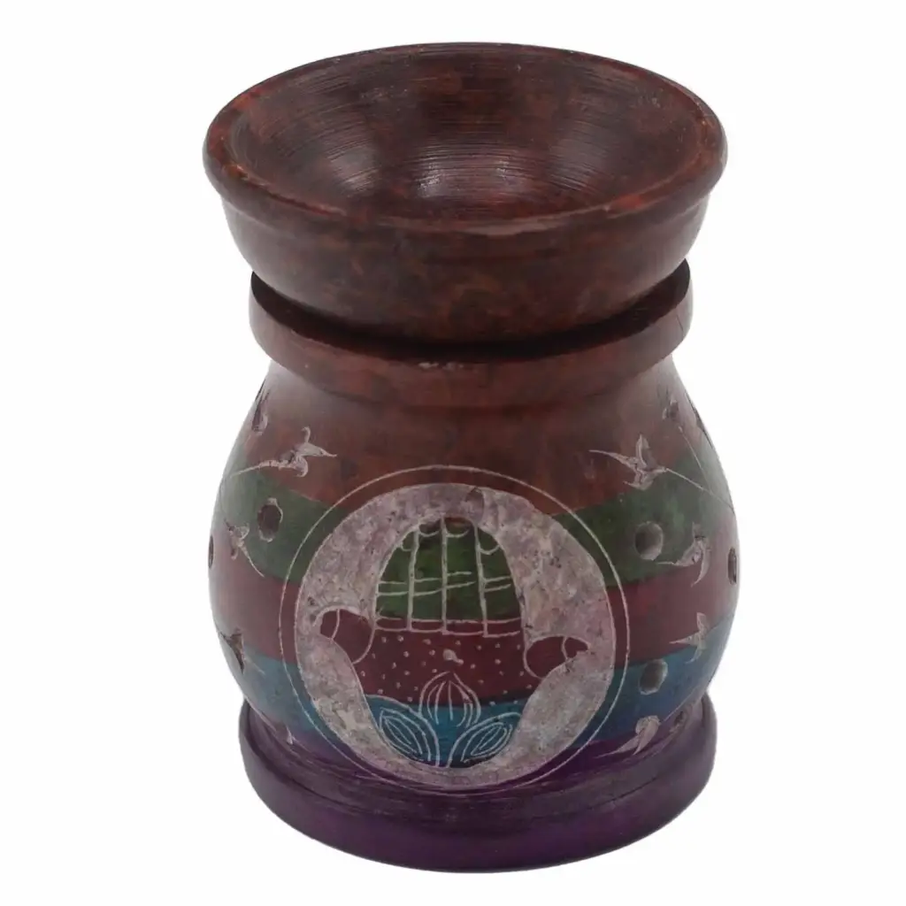 Soapstone Oil Burner 10cm – Hamsa – Five Colours | www.artisangoods.co.uk
