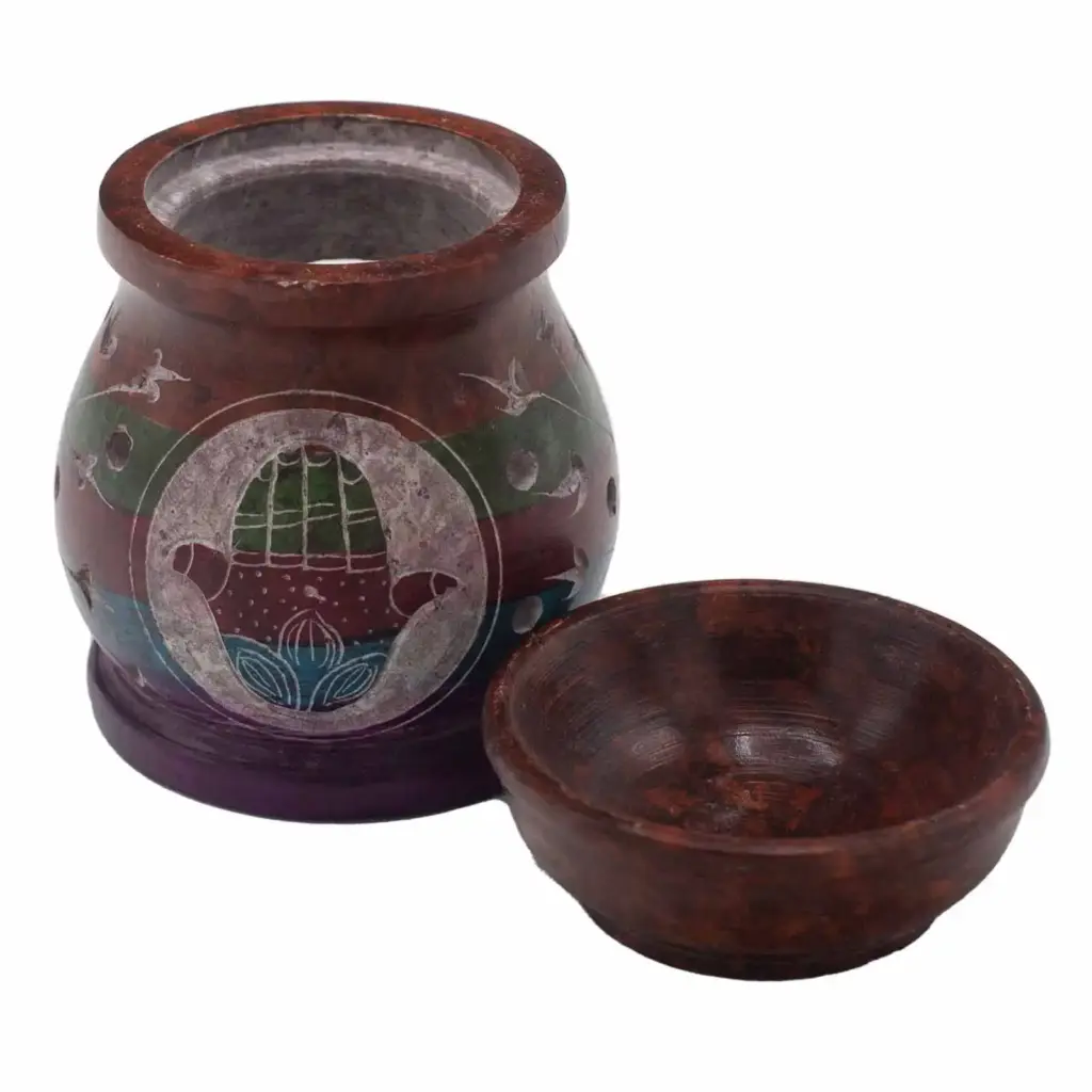 Soapstone Oil Burner 10cm – Hamsa – Five Colours | www.artisangoods.co.uk 2 Soapstone Oil Burner 10cm – Hamsa – Five Colours | www.artisangoods.co.uk 2